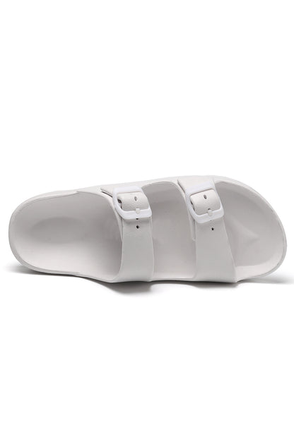 White Double Buckled Straps Casual Plastic Slippers